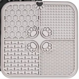 New Gray Silicone Pet Slow Feeder & Enrichment Lick Mat with Suction Cups
